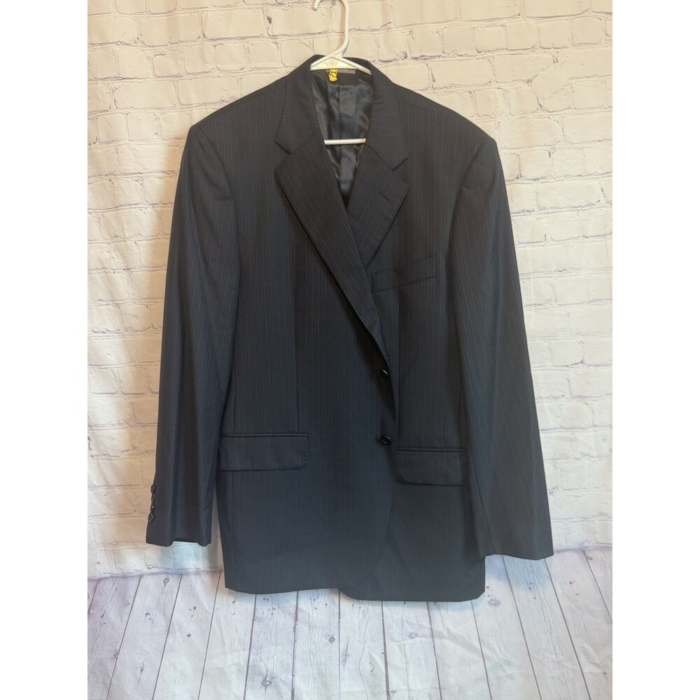 Daniel Cremieux Signature Loro Piana Super 160s Wool Blazer 46R Navy Pinstripe